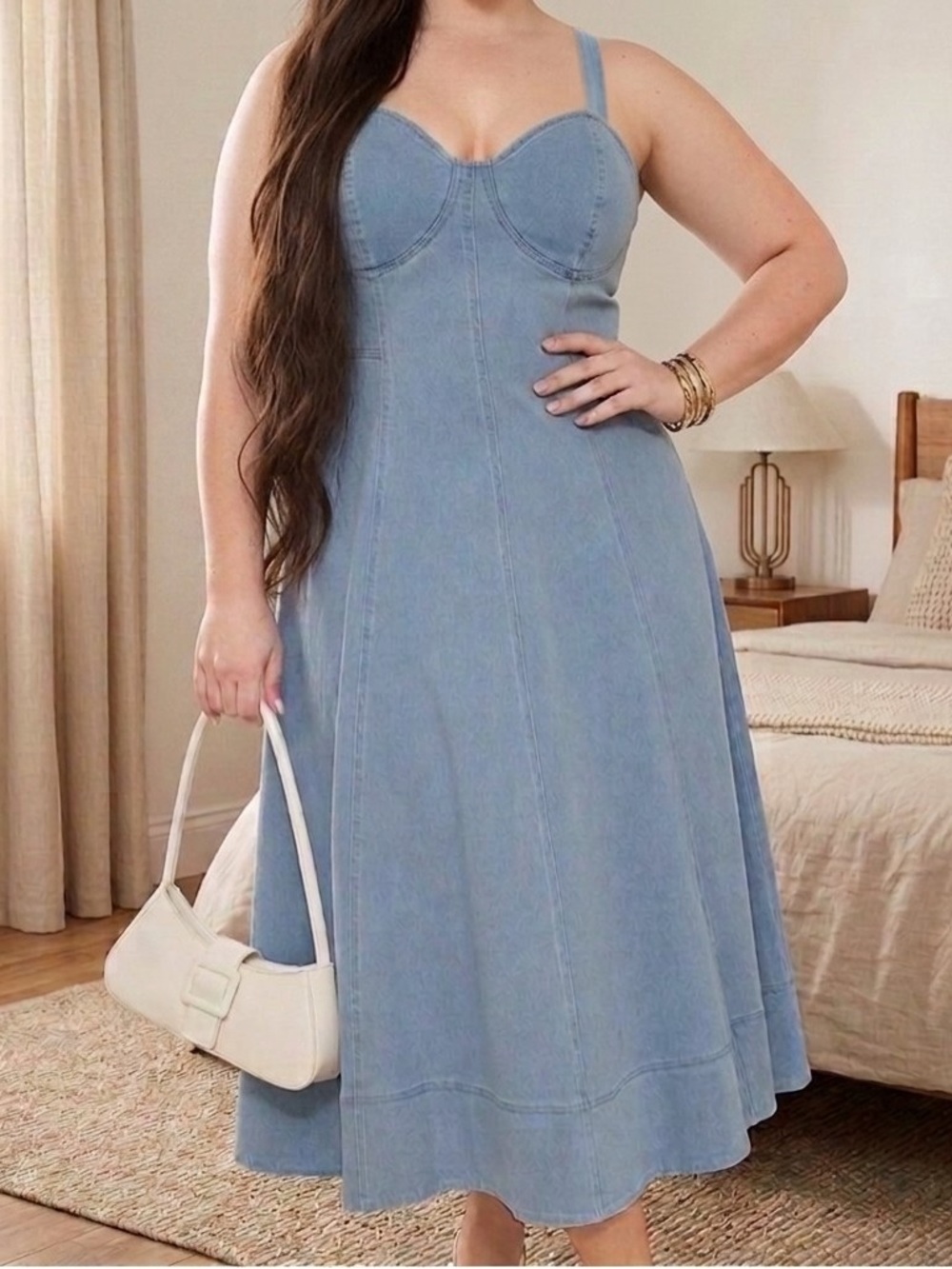 NEW Light Wash Denim Midi Dress – Plus Size 3X